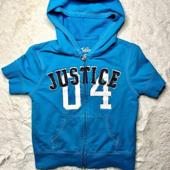 Justice Blue Short Sleeve Hoodie - Picture 1 of 6